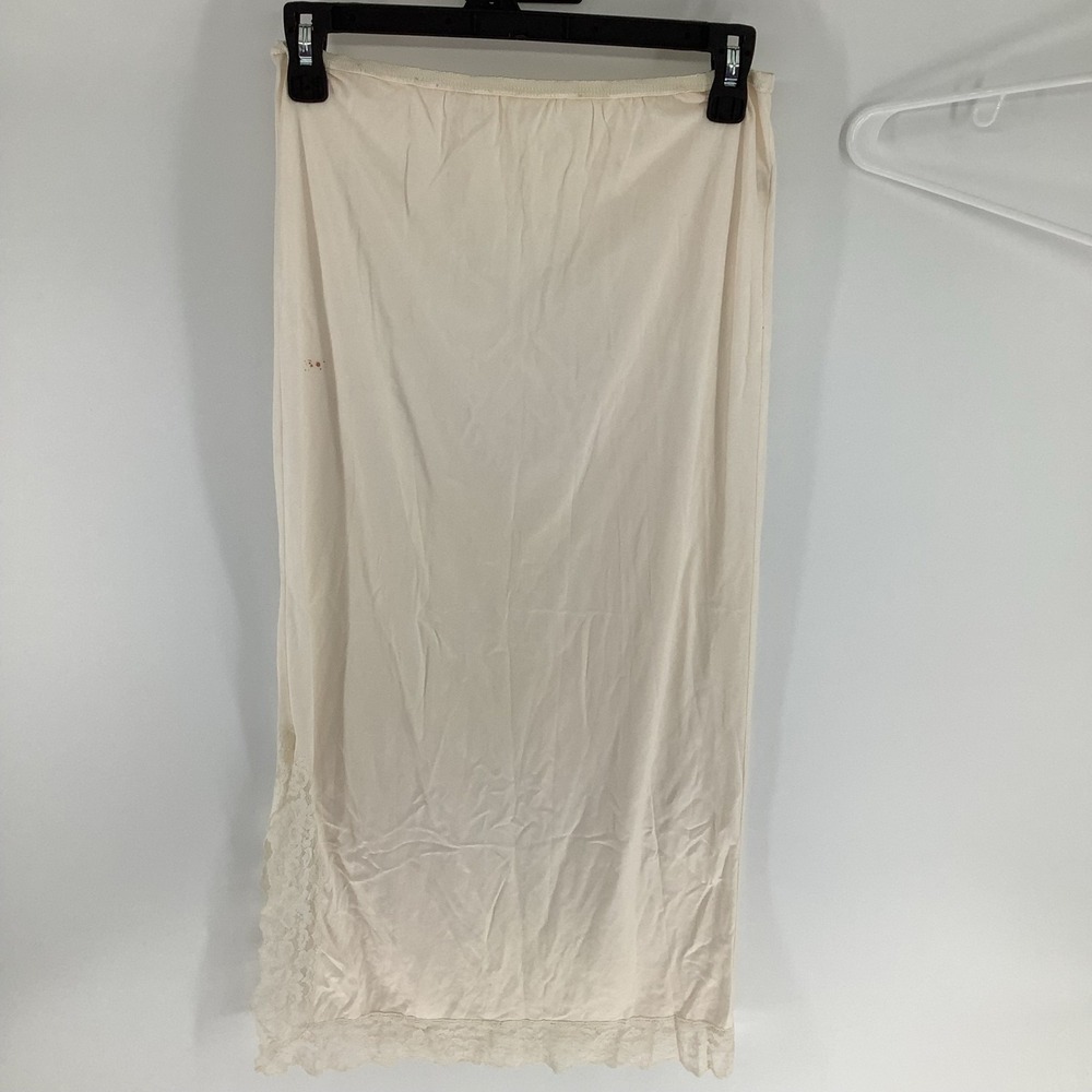 Womens Half Slip‎ Skirt Cream Nylon Lace Hem Underskirt M